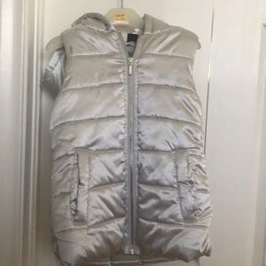 Zella girl Silver Puffy Vest with Hood Size M10-12